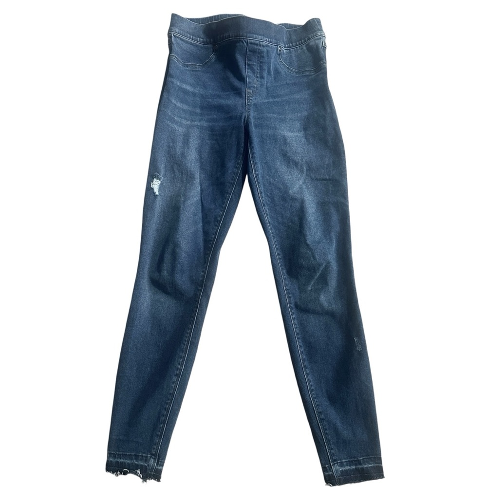 SPANX Pull on Skinny Jeans Jeggings Denim Pants Womens Medium Raw Hem